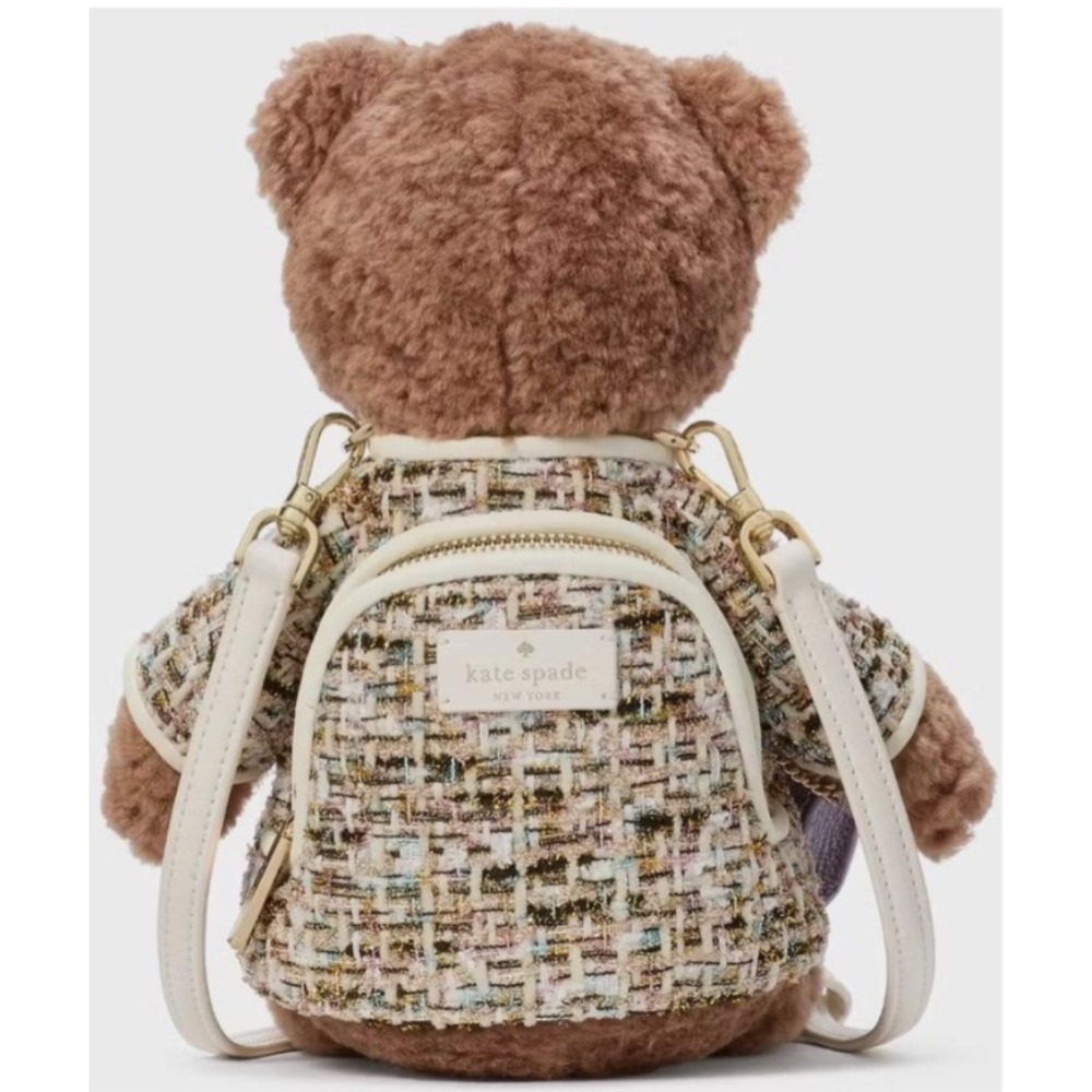 Kate Spade Purse Oh What Fun 3D Teddy Crossbody Bag KI972 Faux Fur & Tweed NWT‎ - Picture 3 of 6